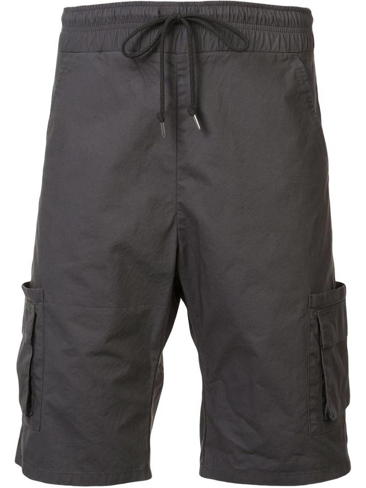 John Elliott Drawstring Cargo Shorts, Men's, Size: Small, Grey, Cotton