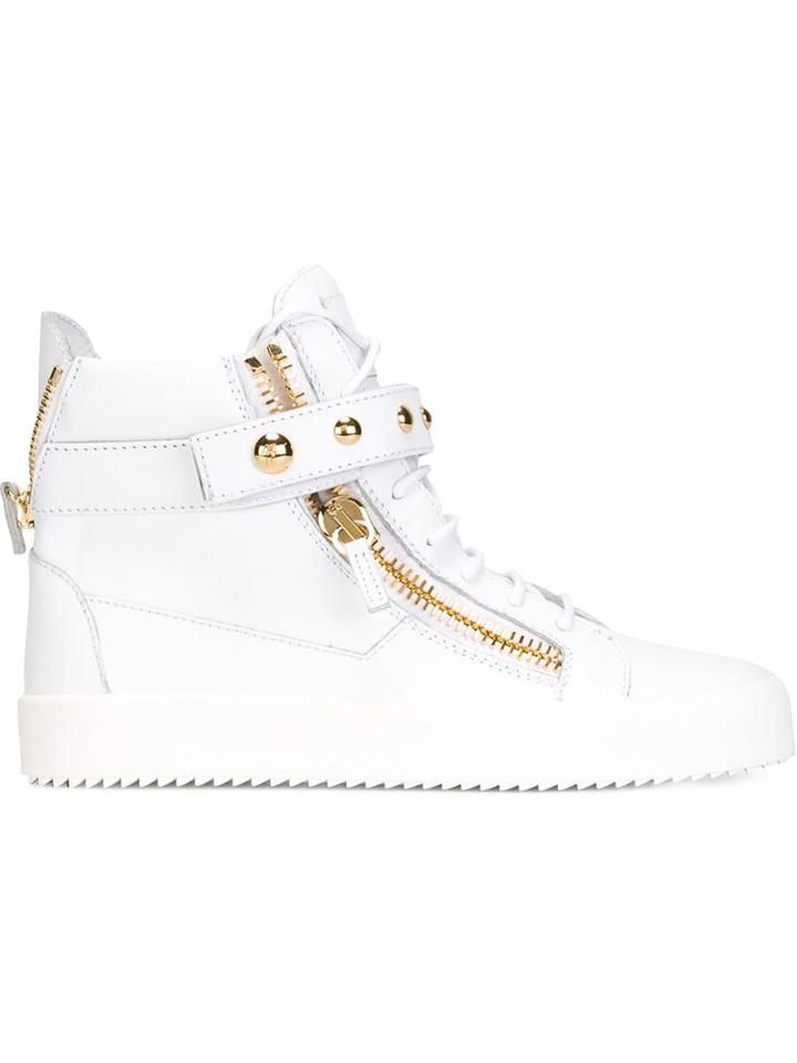 Giuseppe Zanotti Design Riley Hi-top Sneakers, Men's, Size: 40, White, Leather/rubber