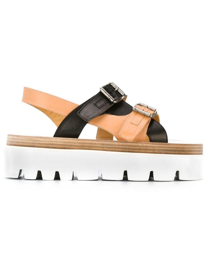 Mm6 Maison Margiela Platform Buckled Sandals, Women's, Size: 38, Nude/neutrals, Leather/rubber