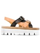 Mm6 Maison Margiela Platform Buckled Sandals, Women's, Size: 38, Nude/neutrals, Leather/rubber