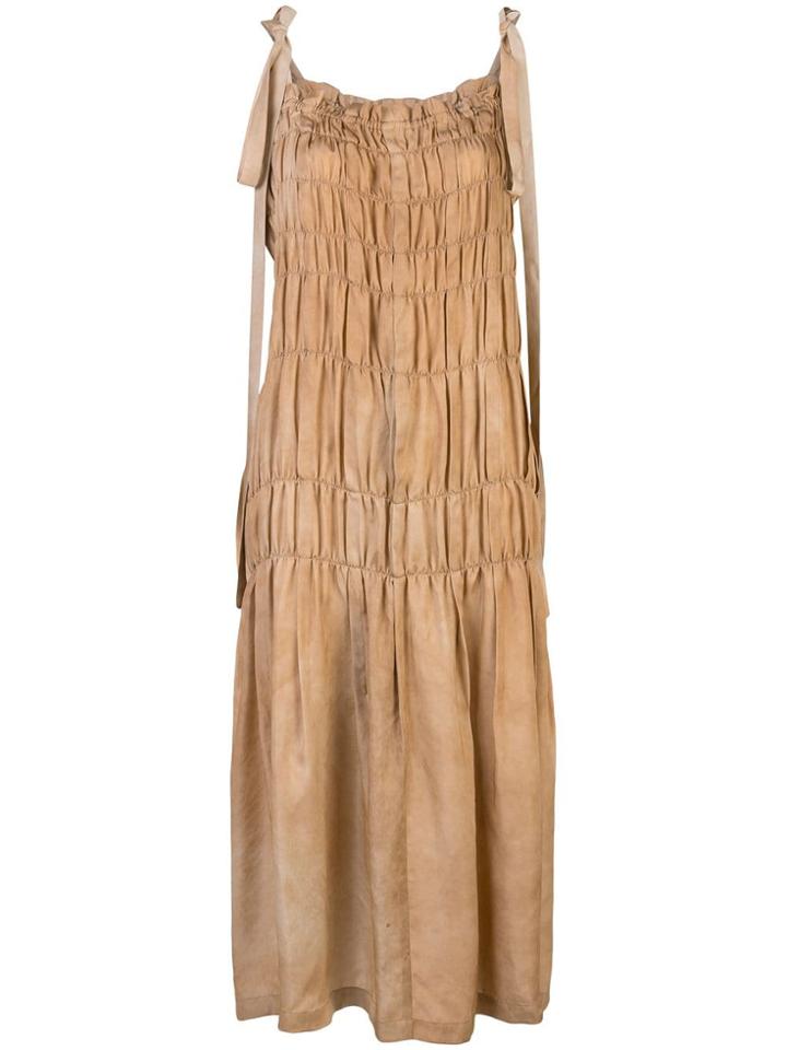 Uma Wang Pleated Shift Dress - Neutrals