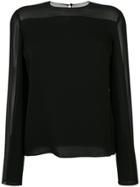 Hemisphere V-neck Blouse - Black