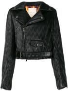 Marco De Vincenzo Wave-print Biker Jacket - Black