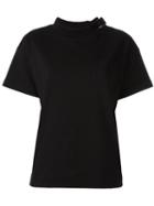 Sacai Buckle Collar T-shirt, Women's, Size: 3, Black, Cotton