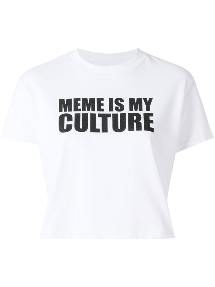 Gcds Cropped Slogan T-shirt - White