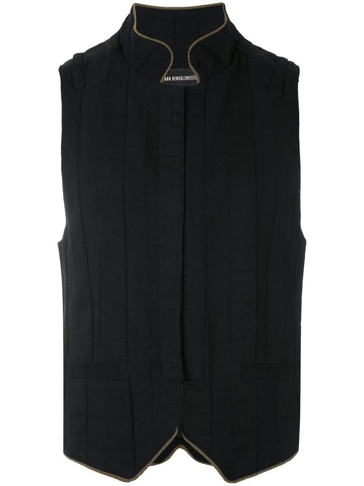 Ann Demeulemeester - Concealed Fastening Gilet - Men - Cotton/linen/flax - M, Black, Cotton/linen/flax