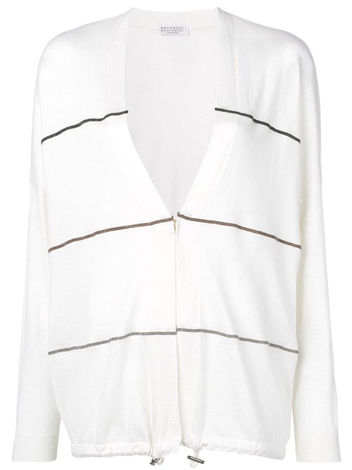 Brunello Cucinelli Knitted Striped Cardigan - Neutrals