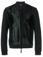 Emporio Armani Textured Bomber Jacket, Men's, Size: Medium, Black, Polyamide/spandex/elastane/acetate/calf Hair