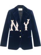 Gucci Velvet Jacket With Ny Yankees&trade; Patch - Blue