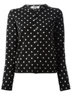 Comme Des Garçons Play Embroidered Heart Polka Dot Cardigan, Women's, Size: Large, Black, Wool