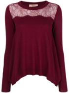 Twin-set Lace Panel Jumper - Red