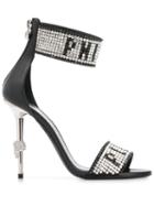 Philipp Plein Crystal Logo Sandals - Black