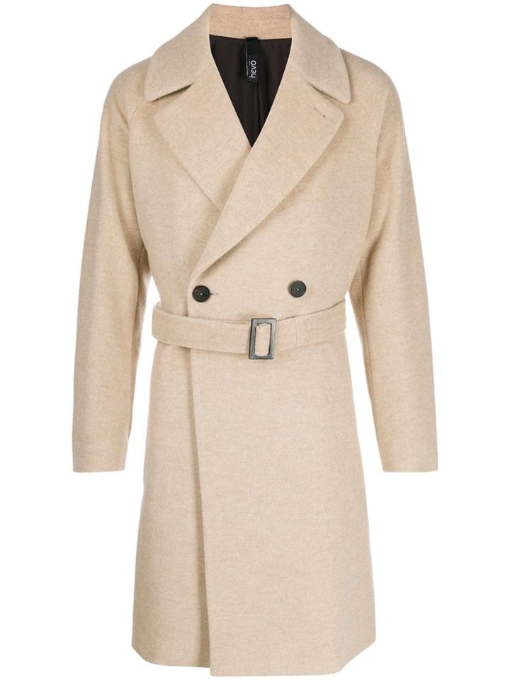 Hevo Belted Double Breasted Coat - Neutrals