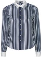 Loveless Embellished Collar Striped Shirt, Women's, Size: 34, Blue, Polyester