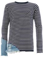 Greg Lauren Striped Longsleeved T-shirt - Blue