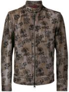 Etro Floral Print Biker Jacket - Brown