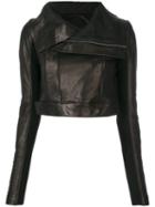 Rick Owens - Cropped Biker Jacket - Women - Silk/cotton/lamb Skin/viscose - 42, Brown, Silk/cotton/lamb Skin/viscose