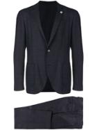 Lardini Checked Suit Jacket - Grey