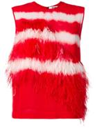 Msgm Feather Fringed Top - Red