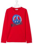 Moschino Kids Teen Peace Logo T-shirt - Red