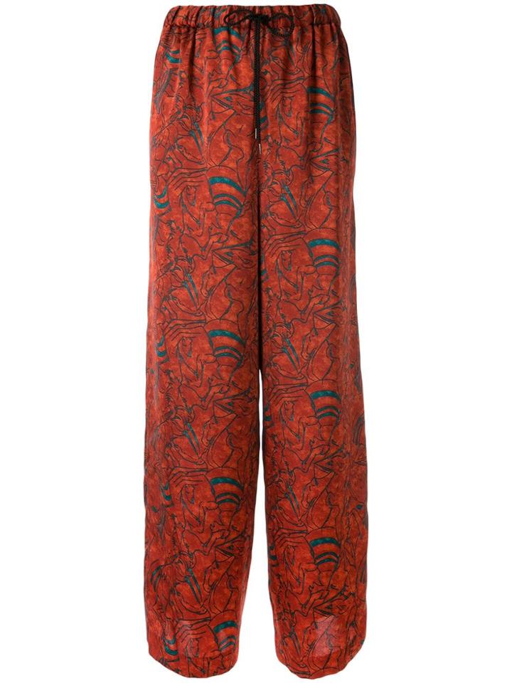 Muller Of Yoshiokubo Printed Wide Leg Trousers - Red