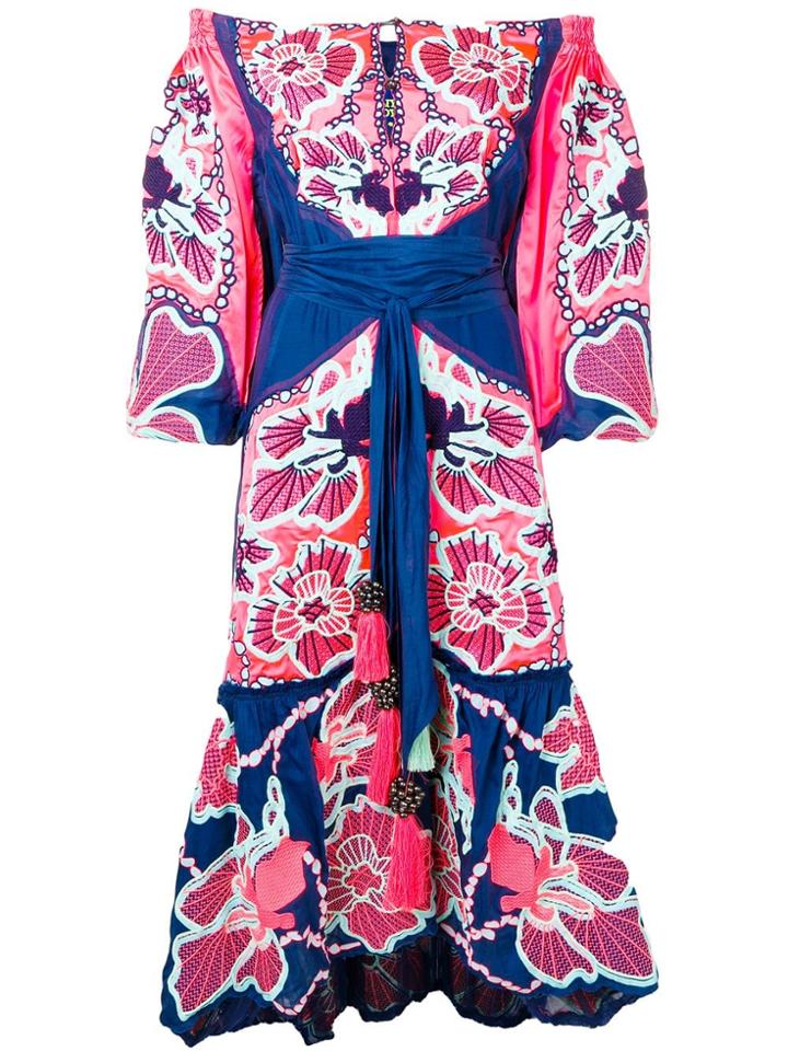 Yuliya Magdych Web Lace Embroidered Dress - Blue