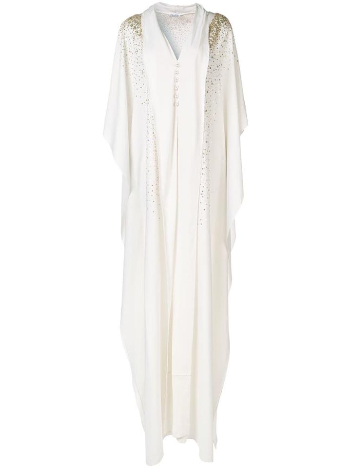 Oscar De La Renta Cascade Sequin Embroidered Caftan - White