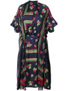 Sacai Geometric And Floral Print Sheer Dress - Blue