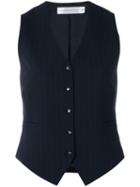 Victoria Beckham Pin-stripe Waistcoat, Women's, Size: 8, Blue, Wool/polyester/viscose