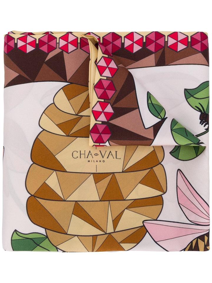 Cha Val Milano Geometric Bug Print Scarf - Pink