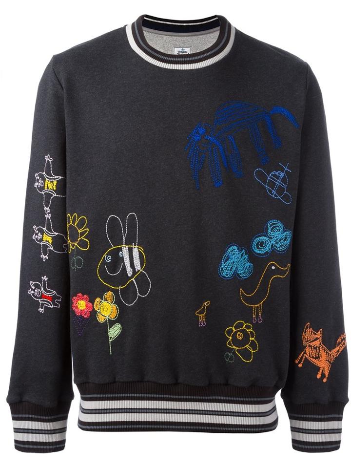Vivienne Westwood Man Embroidered Sweatshirt, Men's, Size: Large, Grey, Cotton