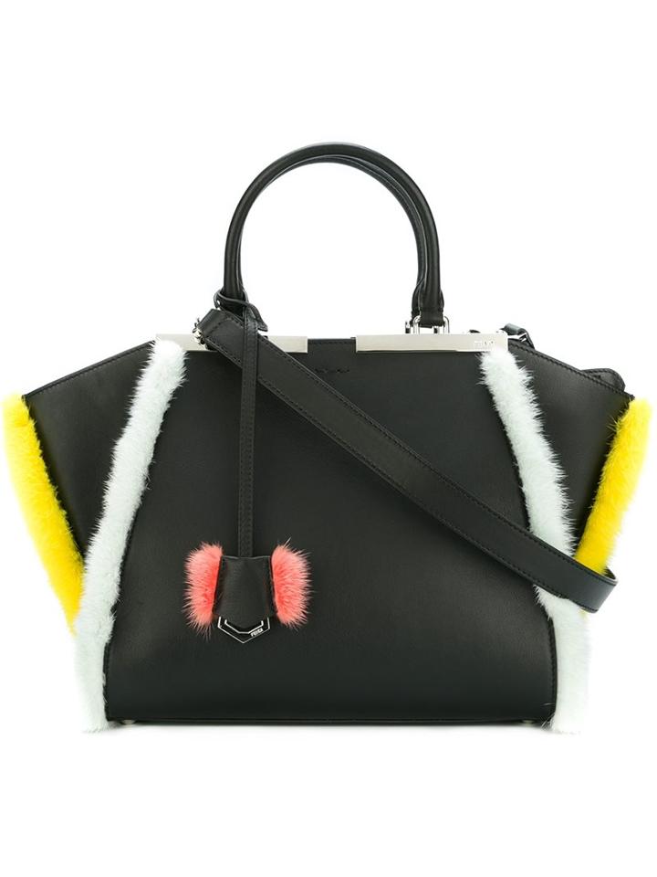 Fendi '3jours' Tote, Women's, Black, Leather/mink Fur