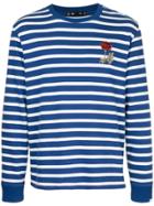The Upside Embroidered Flower Striped Sweater - Blue