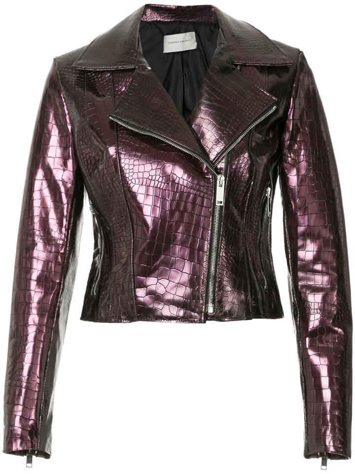 Strateas Carlucci Crocodile Embossed Orchid Anarchy Jacket - Pink &