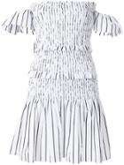 Pinko Stripe Cold Shoulder Tiered Dress - White