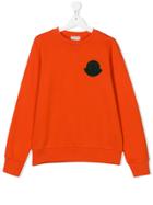 Moncler Kids Teen Logo Patch Sweatshirt - Yellow & Orange