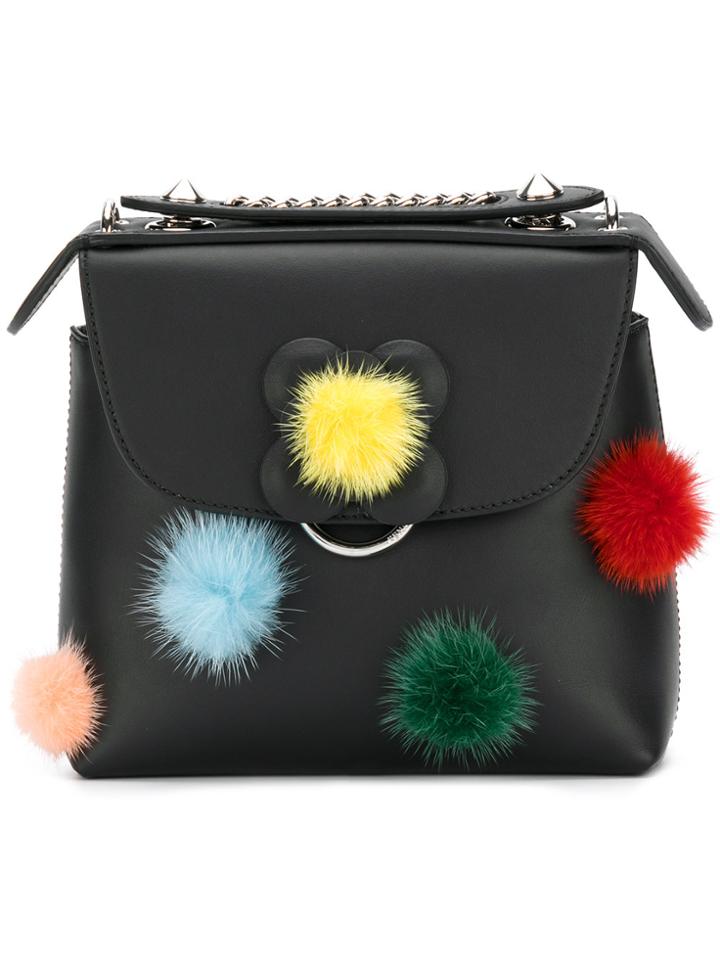 Fendi Pom Pom Back To School Backpack - Black
