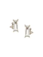 Natalie Marie 9kt White Gold Nami Amethyst And Pearl Studs - Silver