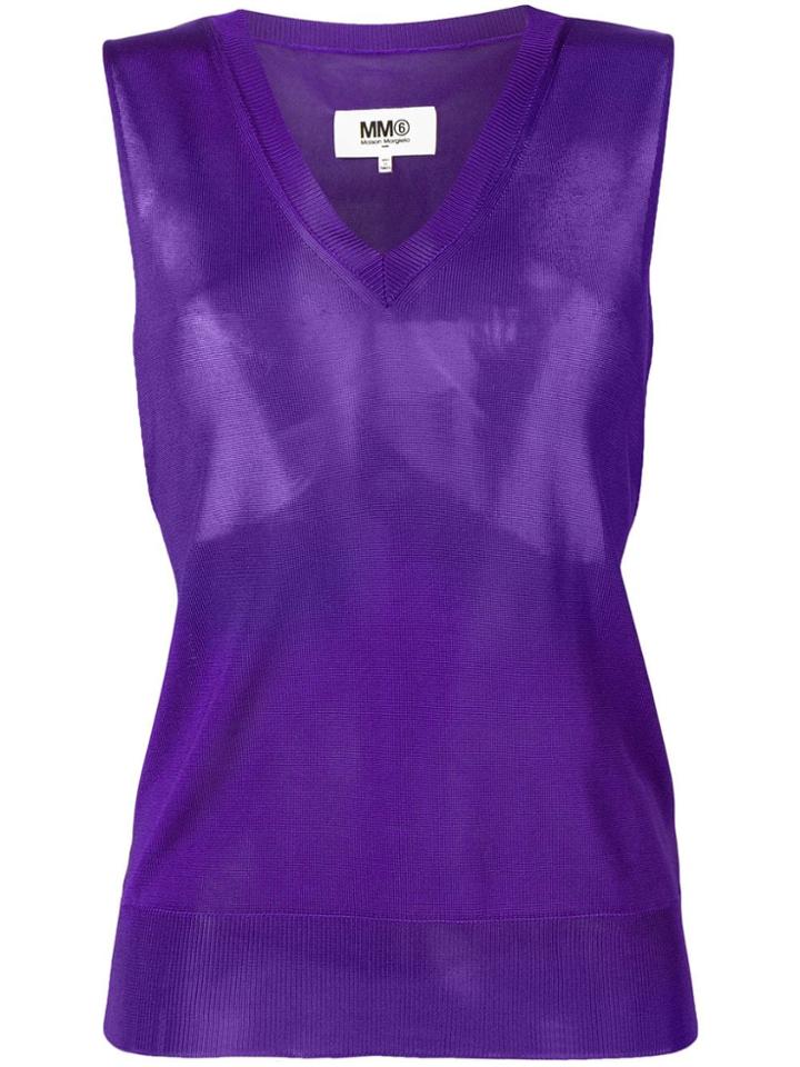 Mm6 Maison Margiela Sleeveless Fitted Sweater - Purple