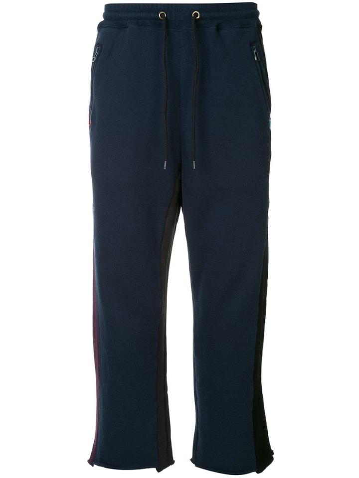 Facetasm Drawstring Cropped Track Pants - Blue