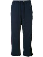 Facetasm Drawstring Cropped Track Pants - Blue