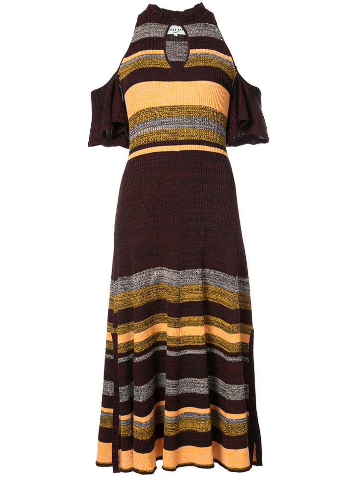 Apiece Apart Off Shoulder Striped Dress - Red