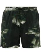 Msgm Sky Print Beach Shorts, Men's, Size: 50, Green, Polyamide