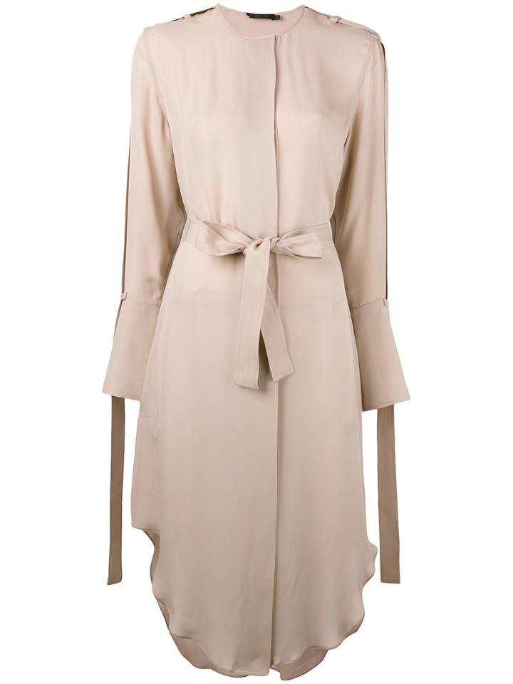 Calvin Klein - Tab-detailed Shirt Dress - Women - Silk - 38, Nude/neutrals, Silk