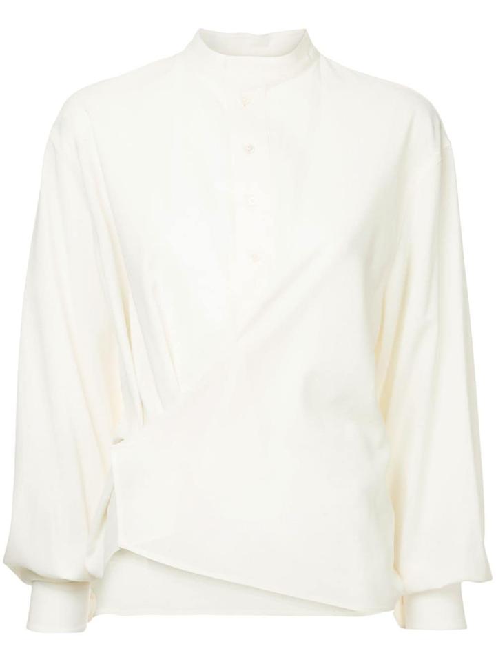 Lemaire High Collar Twisted Shirt - White