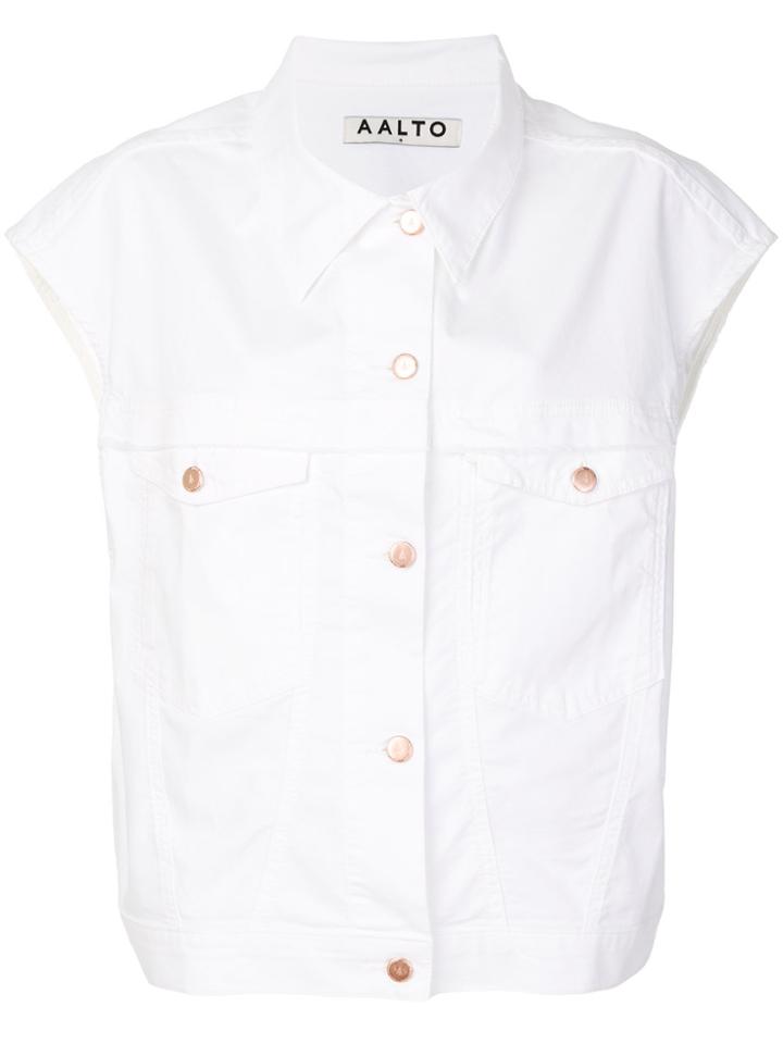 Aalto Biker Denim Gilet - White