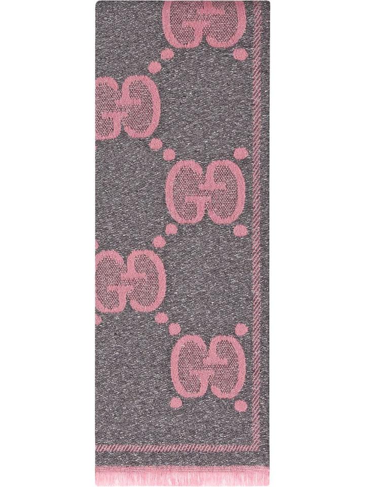 Gucci Sciarpa In Lana Con Motivo Gg Jacquard - Grey