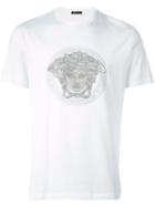 Versace Embroidered Medusa T-shirt, Men's, Size: Medium, White, Cotton
