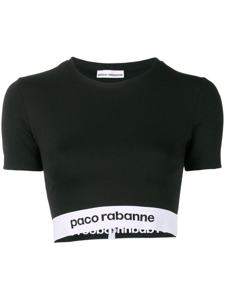 Paco Rabanne Logo Print Cropped Top - Black