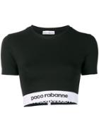 Paco Rabanne Logo Print Cropped Top - Black